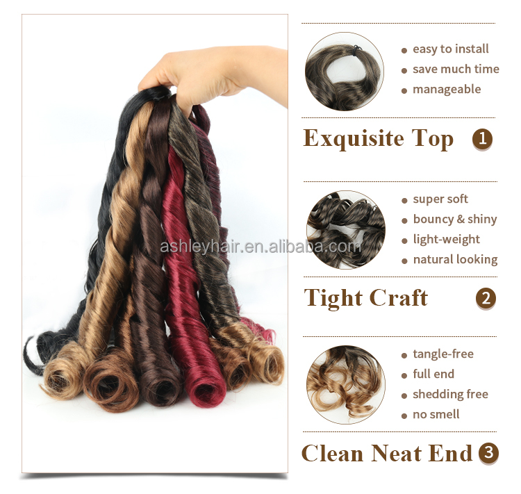 Wholesale kanekalon french spiral curl synthetic yaki pony style wavy kenya extensions sea body for african curly braiding hair