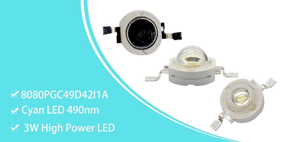 8080PGC49D45I1A Cyan High Power LED 3W 490nm 495nm LED high power smd led