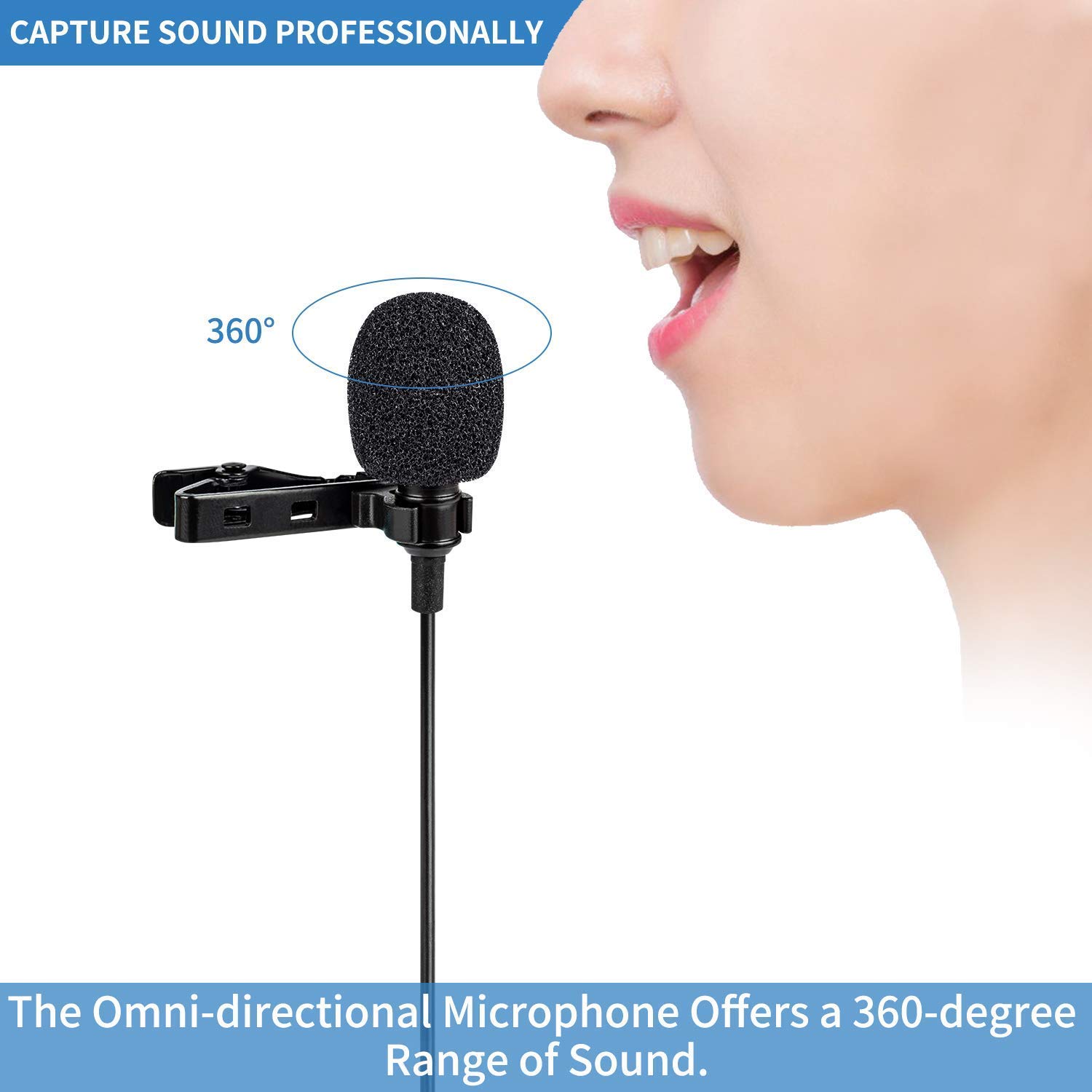 Multipurpose Single Head Lavalier Microphone And Receiver For Vloggers