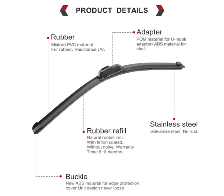 Blades Universal Car Wiper Blade Windshield Wipers  Car Natural Rubber Wiper