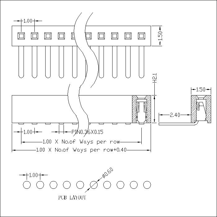 1.00 mm Female Header Single Row Right Angle Type FHBR01-40SHBT