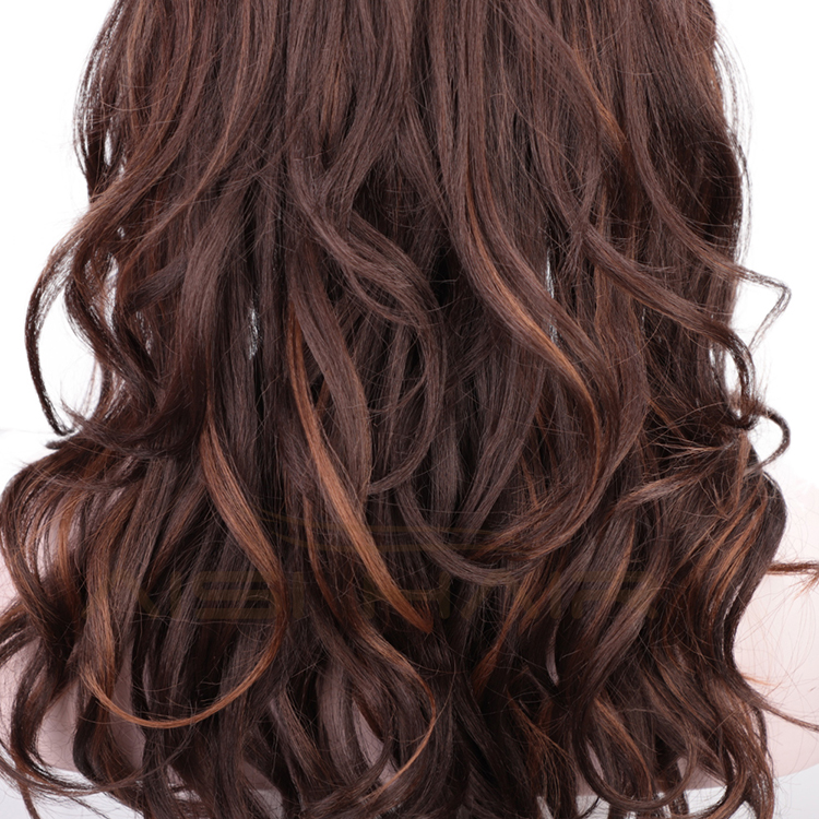 Aisi Hair Heat Resistant Hair Body Wave Wig Synthetic Mixed Brown Long Wig For Black White Women Party Fashion Cosplay Wigs