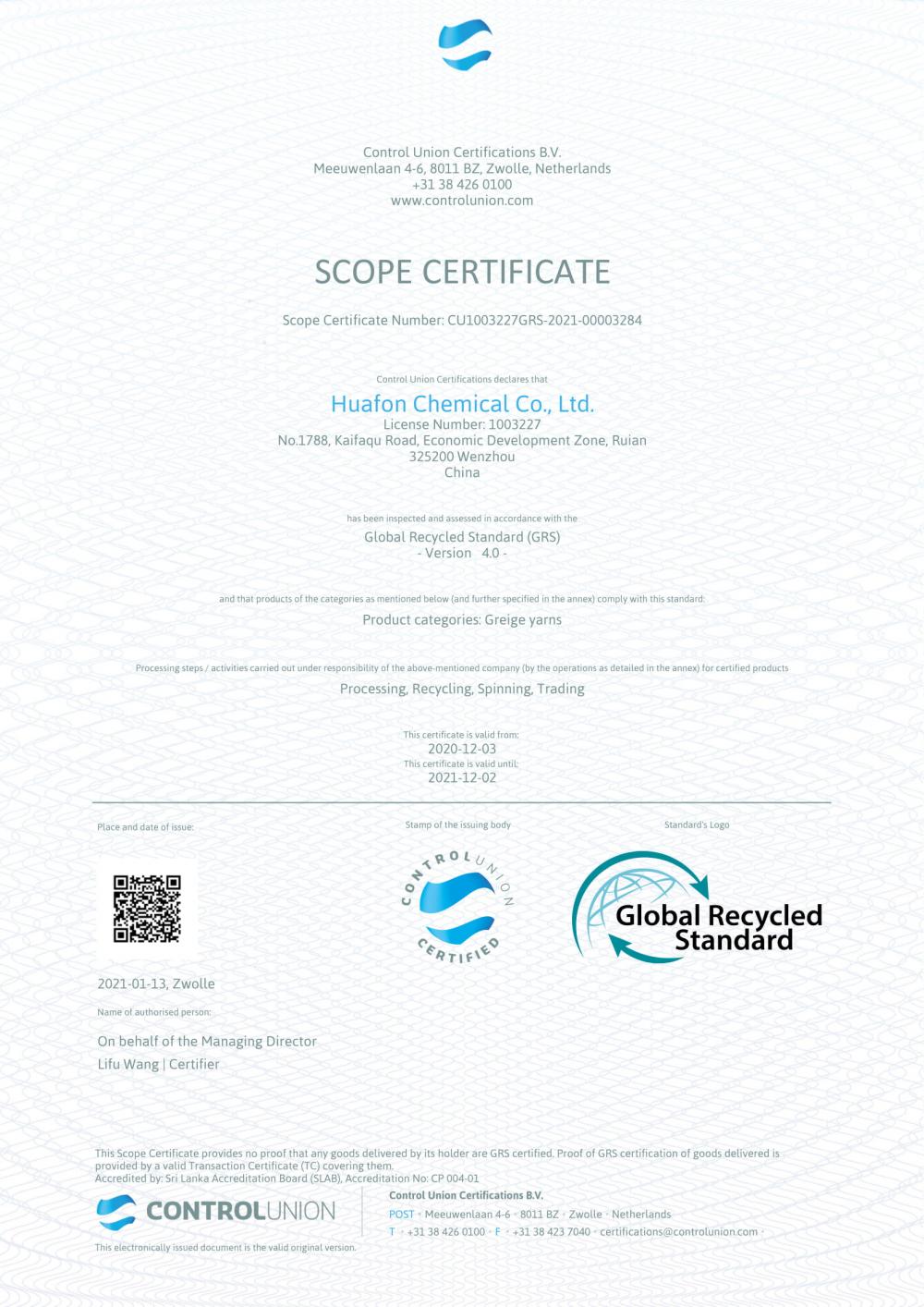Certificado de Escopo Grs 1 Grs Scope Certificate 1