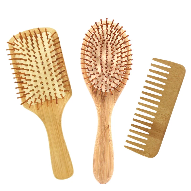 Eco-Friendly Bamboo Paddle Hair Brush for Fast Blow Drying