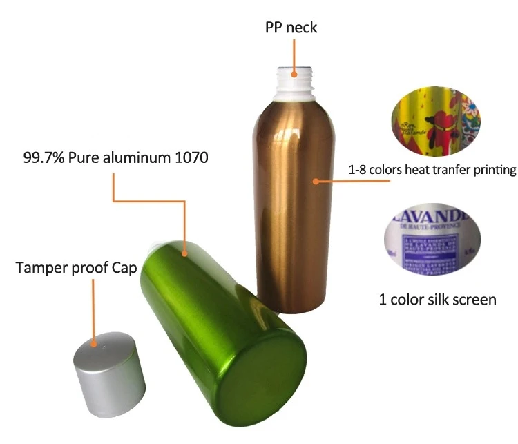 Botella de vodka de aluminio de 120 ml con tapa a prueba de manipulaciones