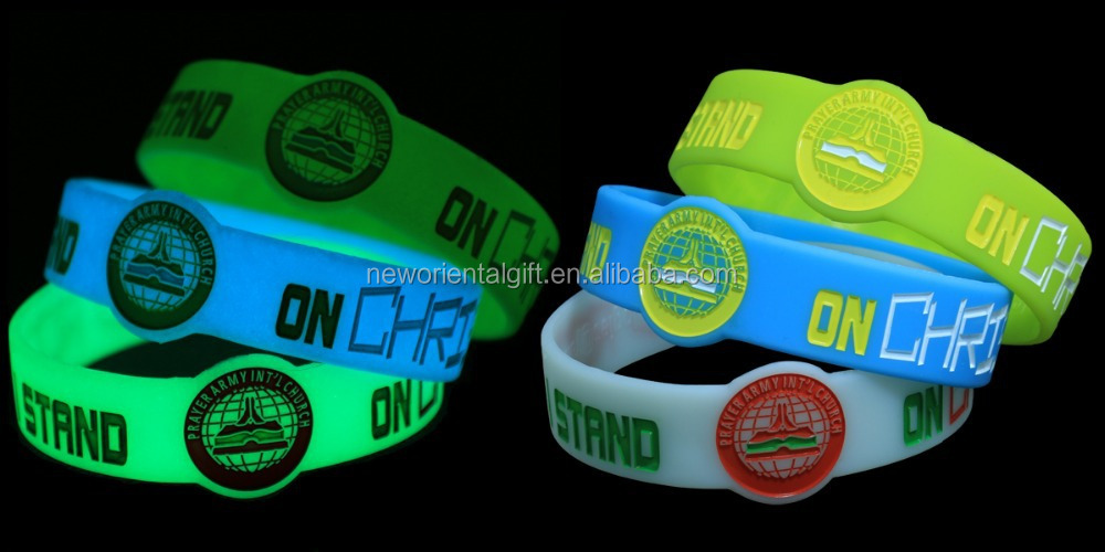 Blank Glow in the dark Silicone Wristbands , Glowing bracelet in stock