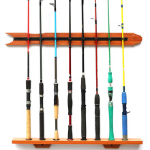 Mount Wooden Custom 8-Rod Wall Mounted Fishing Rod Rack