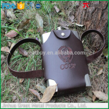 big size alcohol hip flask with pu leather bag stainless steel hip flask