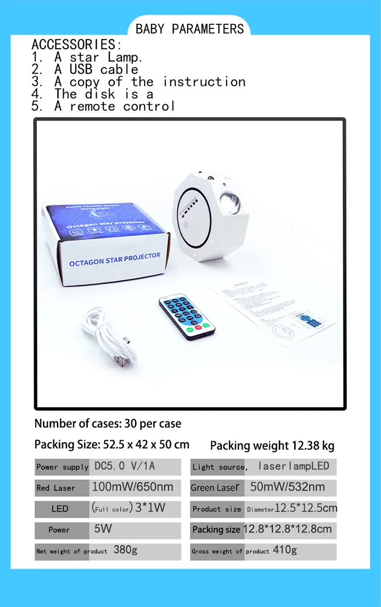 Hot Sell New Style LED Projection Light USB Smart Bt Small Night Light Sleeping Starlight