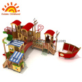 Wooden slide and swing set for toddlers