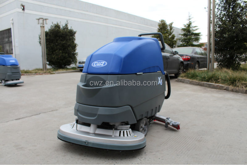 Dual brush automatic walk behind floor scrubber dryer