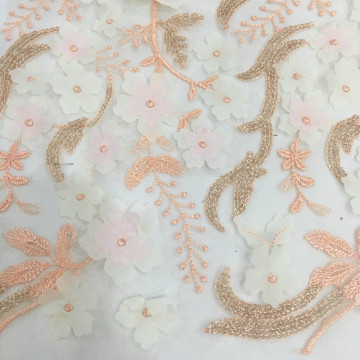 Graceful Summer 3D Chiffon Flower Embroidery Fabric