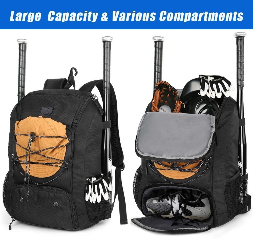 Baseball Bag with Fence Hook Hold, Softball Bat Bag with Shoes Compartment for Youth, Boys and Adult