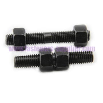 Black Plated Double Thread Bolt With Nut