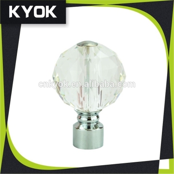 KYOK Fashionable ball crystal curtain tube finial/glass curtain pole end finial/antique curtain finials