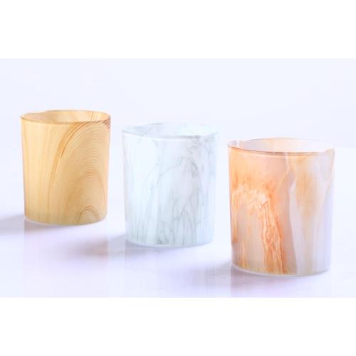 Wholesale Different Size Onyx Marble Color Effect Glass Candle Jar