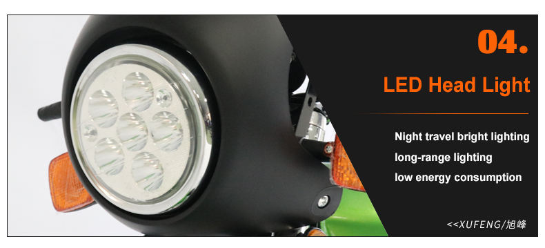 electric motorcycle with led head light