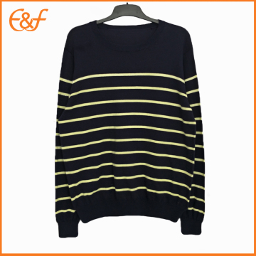 Fashion Pullover Crew-neck Black Striped Sweaters For Men