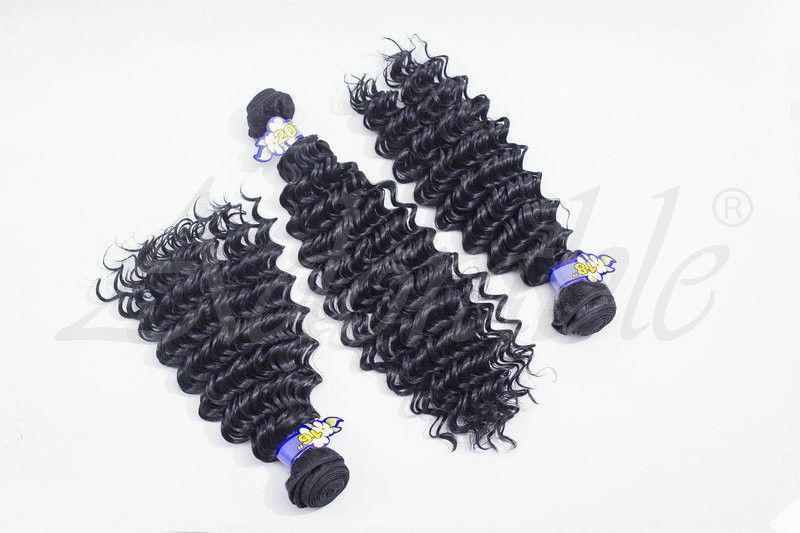 Adorable hair, 4 different size indian synthetic deep curly hair weft, Quattro Ripple deep wave hair weave with fringe