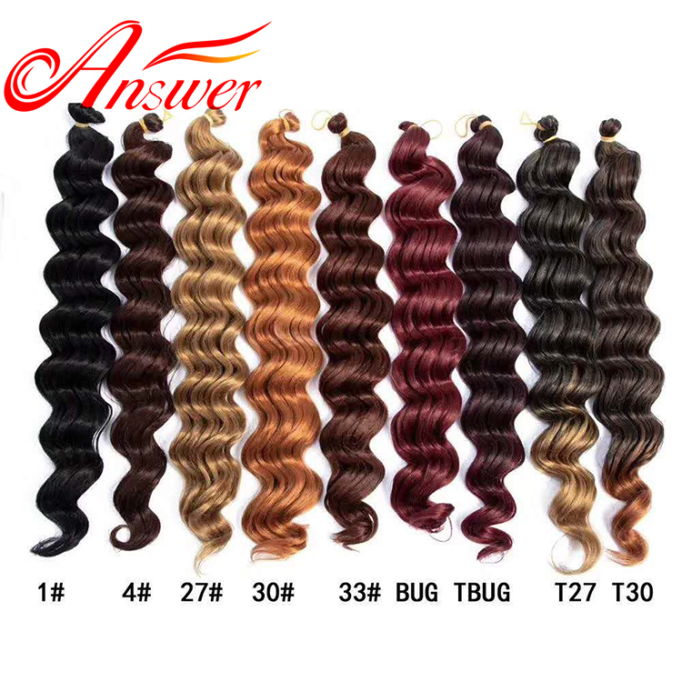 Synthetic Hair Extension Crochet Hair Deep Wave 20 inch Wavy Style Hair Attachment Braids