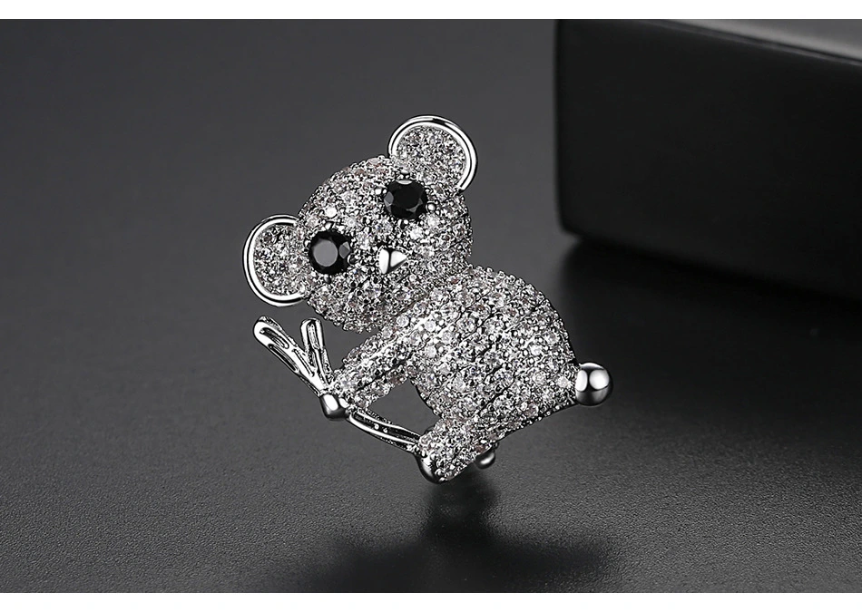 Cute Koala Lovely Cubic Zirconia Brass Brooch