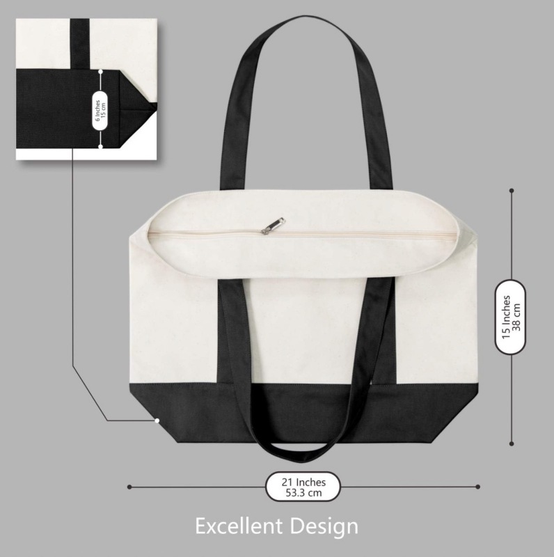 Daily Necessities Canvas Handbag Zipper Closure