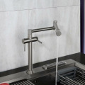 Elongated 360 degree turn dual handle kitchen faucet