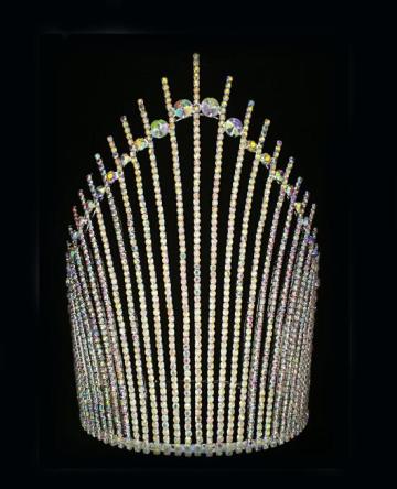 10 Inch Handmade AB Rhinestone Tiara Colored Pageants King Crown