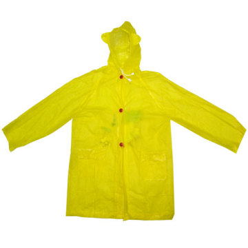 黄色い子供ポリ塩化ビニールの雨具
