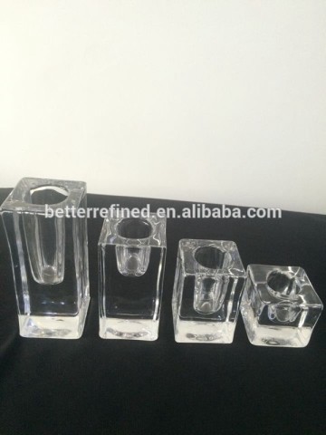 square crystal glass candle jars