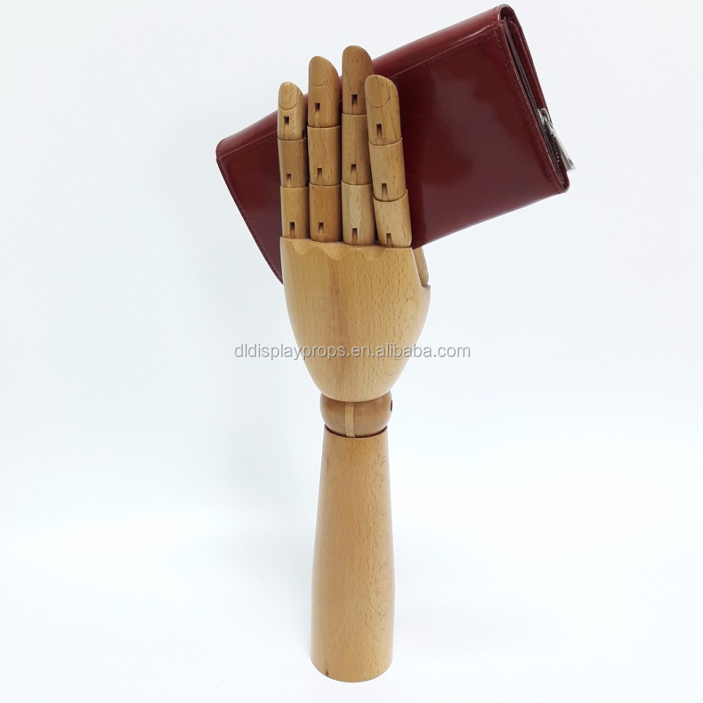 DL1261 Wooden hand manikin display female wood hand model in beech for handbag