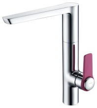 Contemporary style kitchen water mixer with pink handle