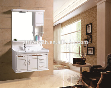 New products bathroom cabinet PVC modern bathroom mirror cabinet with light