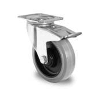 Europe Medium Duty Plate Swivel with Brake TPR Caster Wheel