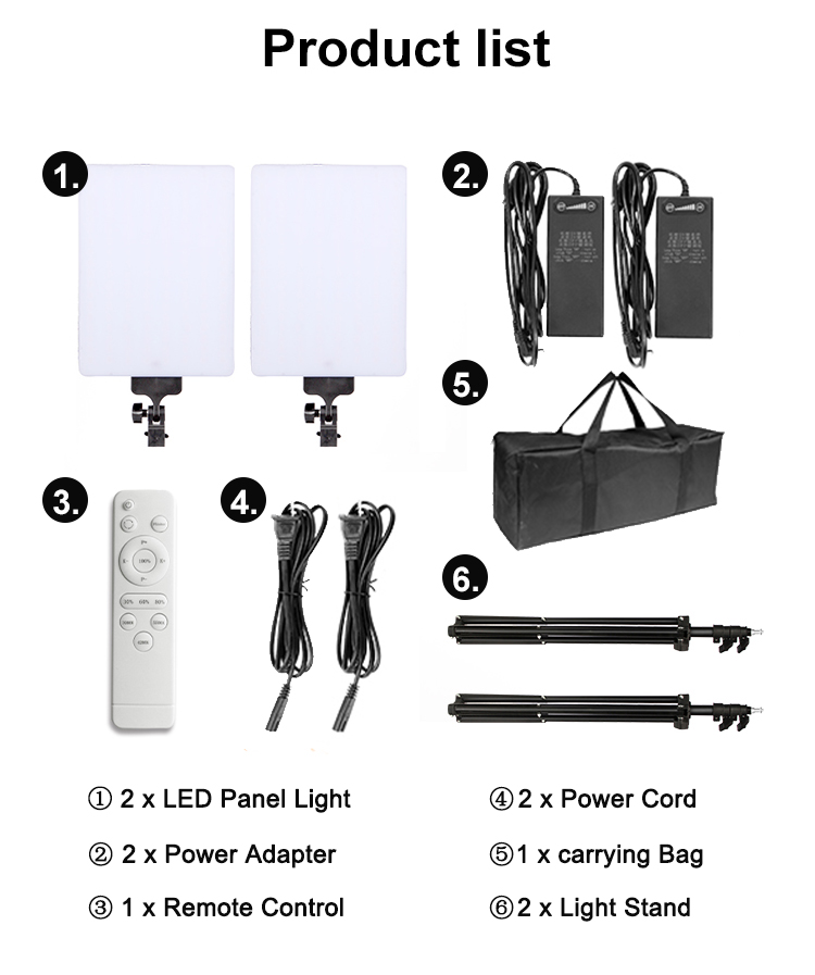 การถ่ายภาพ Dimmable Bi-Color Soft Led Video Light Panel Lighting Kit พร้อมขาตั้งแบตเตอรี่สำหรับสตรีมเกมสด YouTube