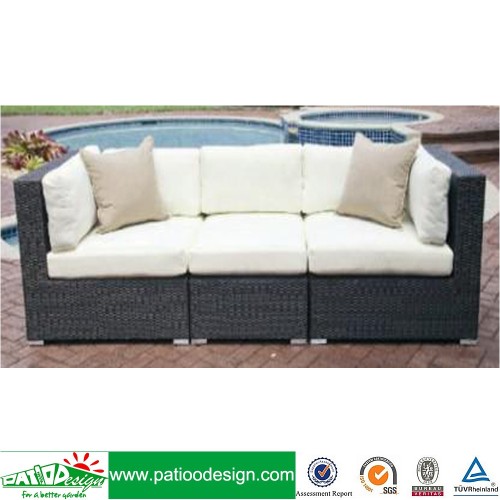 New design 2016 rattan furniture 3 pcs corner patio dark brown sofa set