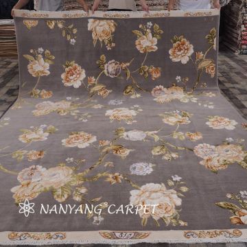 8.3'x10.5' Floral Design Handwoven Modern Wool Carpet