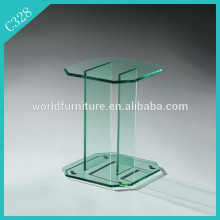 Hot bent tempered glass end table