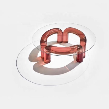 Modern Simple Style Acrylic Coffee Table with Tempered Glass