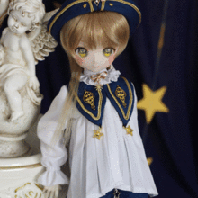 BJD White Uniform Suits[Star Color]for MSD/MDD Doll