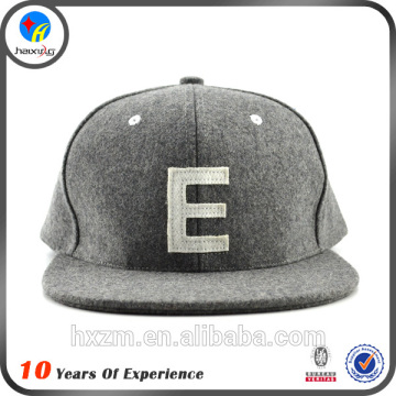 customized men style 6 panel wool snapback cap