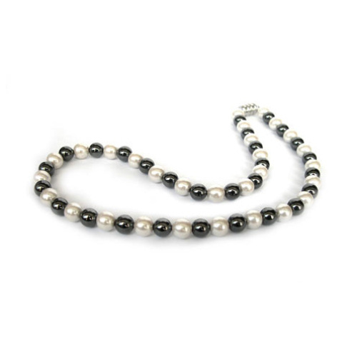 Hematite Glass Pearl Necklace