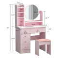 Vanity Set with Round Mirror Vanity Dressing Table