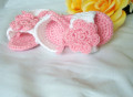 Buty dziecięce Handmade crochet, różowy i biały kwiat