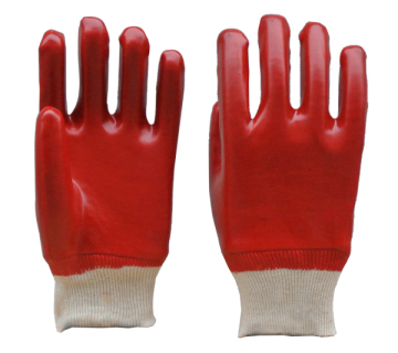 Red PVC work industrial chemical gloves
