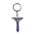 Hot Gemstone Hexagon Prism Phoenix Alloy Lapis Lazuli Stone Pendant Key Chain