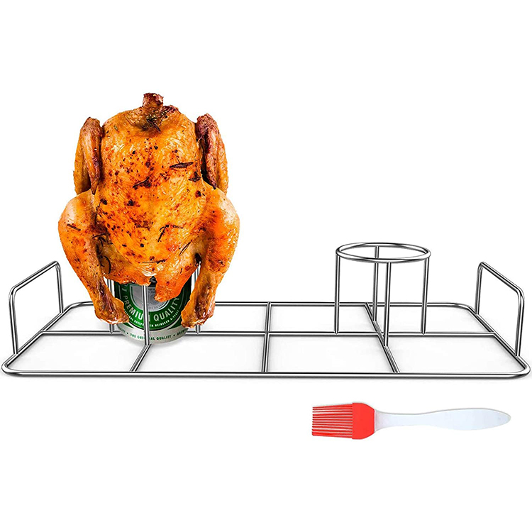 Double Beercan Chicken Roaster Rack With Chicken Jpg