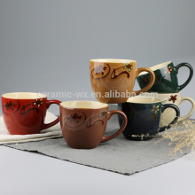 Eco-friendly Reactive Natural Glaze Cafe Latte Mug With Flower