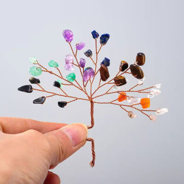 Natural Crystal Crushed Stone Flower Tree Display Box Decoration Colorful Crushed Stone Money Tree