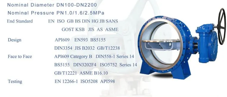 Double Flanged Double Eccentric Butterfly Valves Ductile Iron Pn16 Pn25